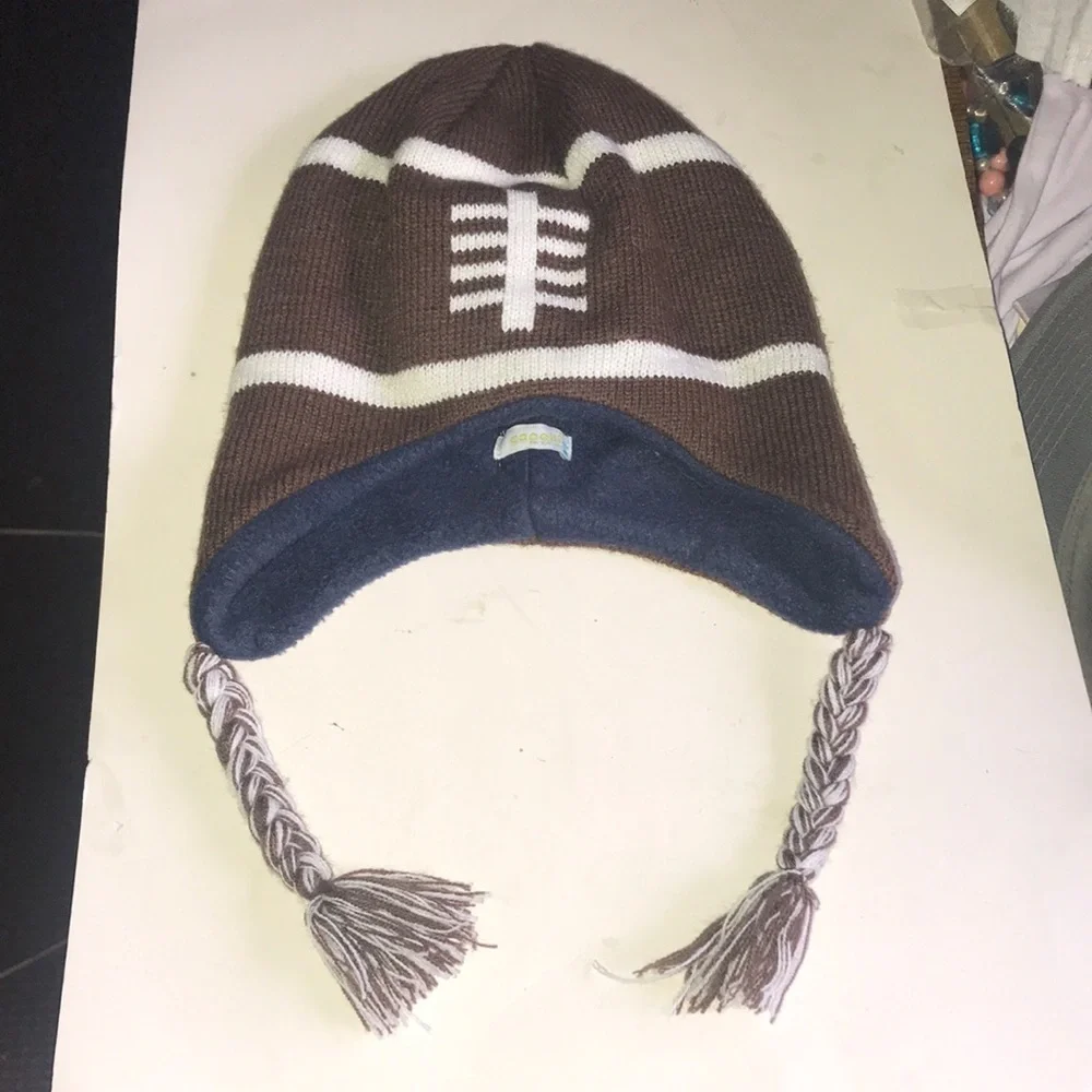 Boy’s Knit Football Beanie with Tassels